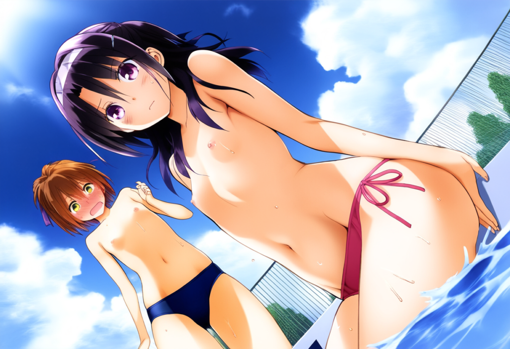 Topless girls in the pool 13