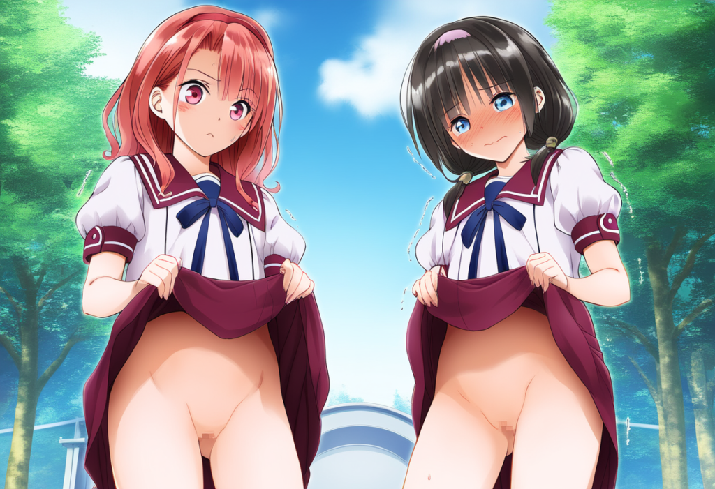 Girls being checked for not wearing underwear 8
