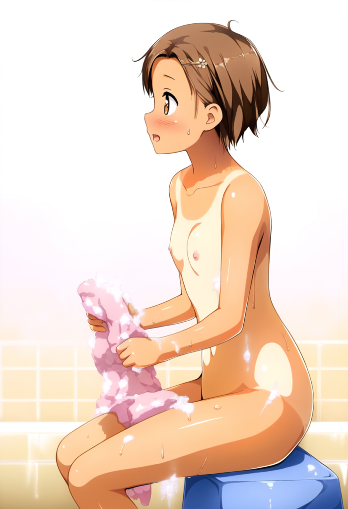 Yuna washes her body