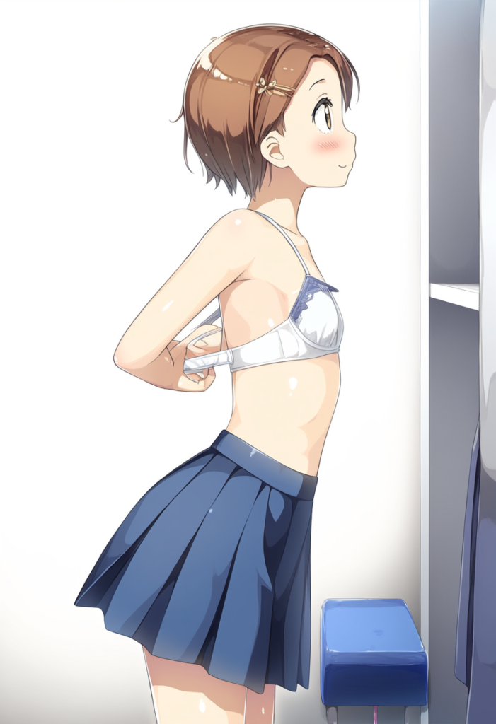 Yuna unhooking her bra
